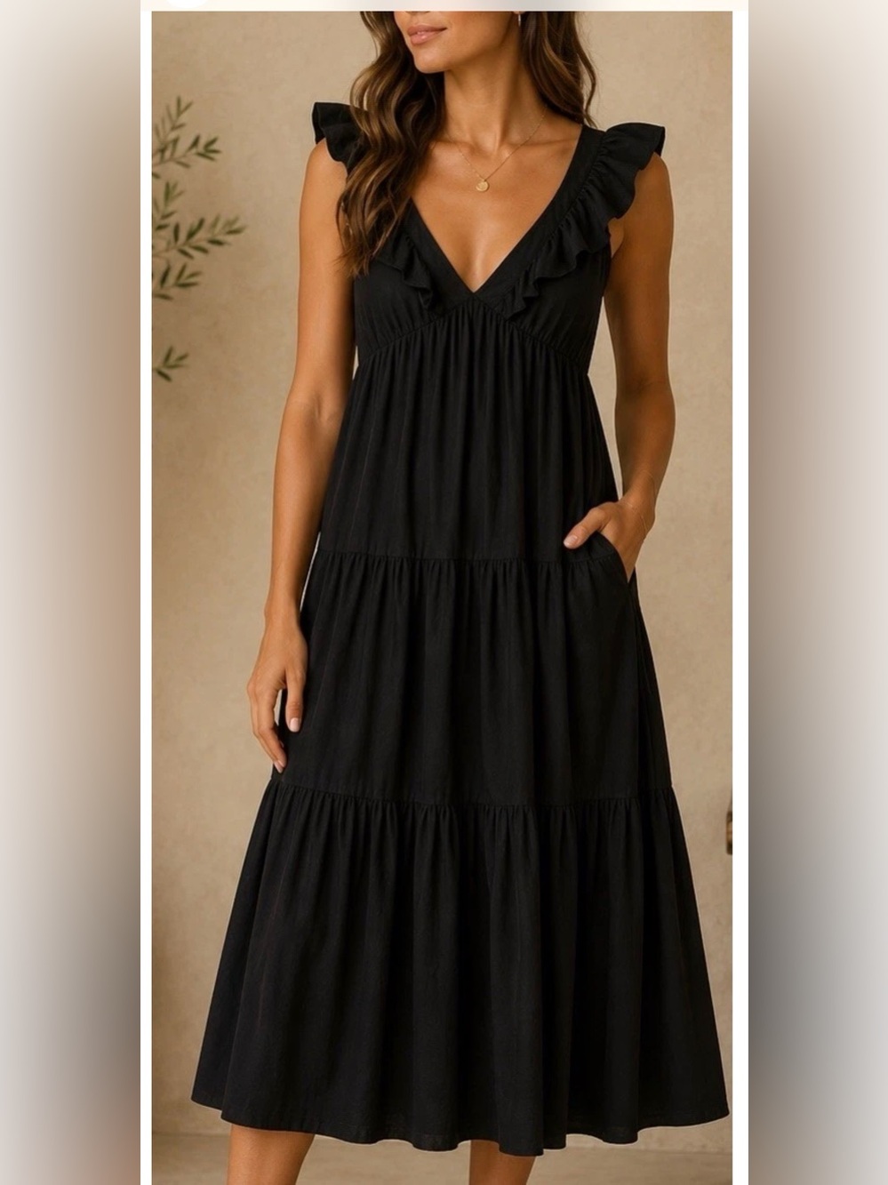 Mango Small Black Summer Dress Mid Length